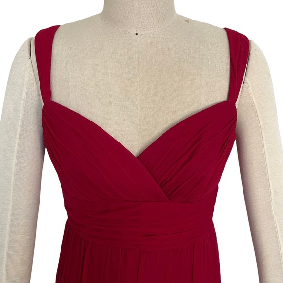 Melissa Sweet Red Silk Dress with Sweetheart Neckline Size 4 - Picture 3 of 10